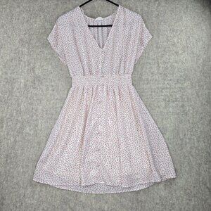 Sienna Sky Floral Print Dress V-Neck Short Sleeve Elastic Waist Fit & Flare M